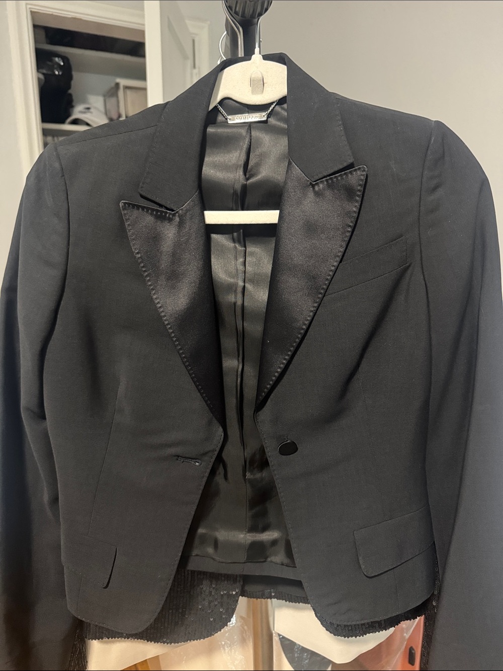 Alexander McQueen Black Satin-Lapel Tuxedo Jacket